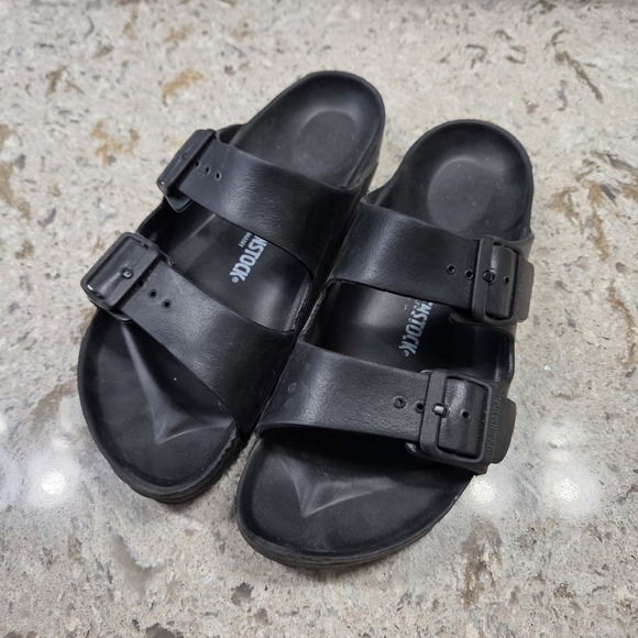 Birkenstock Shoes - Woman's Birkenstock Arizona Black EVA Slip-on Sandals with Buckle Size 38